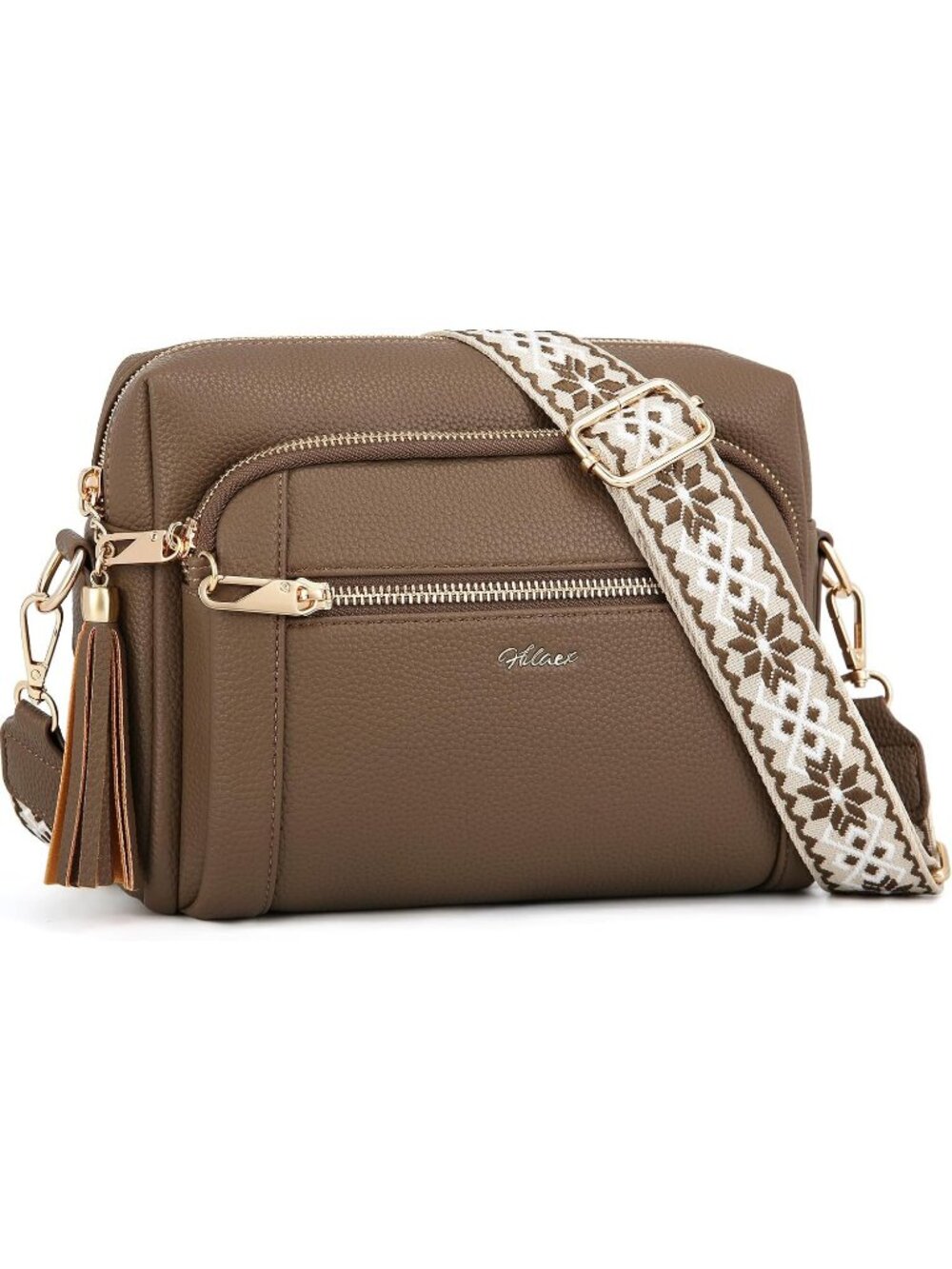 Women's Khaki Vegan Leather Purses Stylish Designer Pockets Crossbody Bags